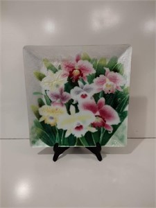 Ando Cloisonne Floral Dish w/ Stand