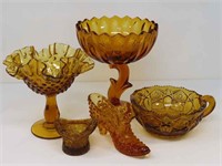 Amber Glassware (Boot, Hat, Stem Bowls)