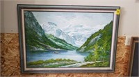 ORIGINAL MTN/RIVER SCENE PAINTING, 41" X 29"