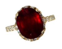 14k Gold 8.01 ct Oval Ruby & Diamond Ring