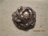 Silver Rose Pin Broach - 15.18g