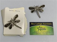 Jaclyn Smith Dragonfly Brooches x2