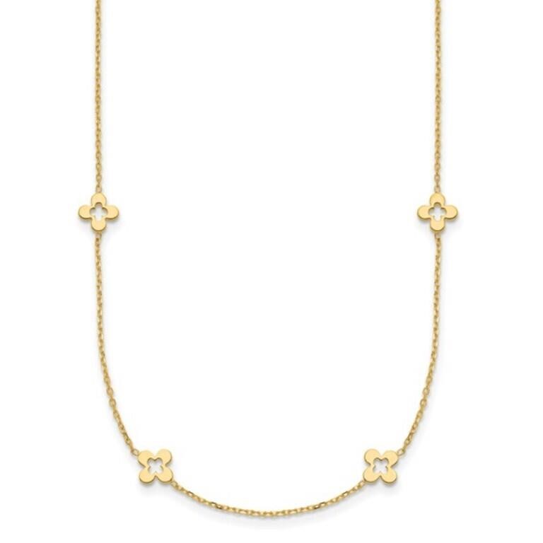 14K Polished Floral Station Necklace