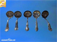 Five silver plated serving ladles sauce ladles