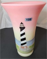 Burmese 8"  Vase HP Lighthouse #31/50