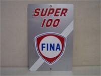 SUPER 100 FINA S/S ALUM. GAS PUMP PLATE-  12" X