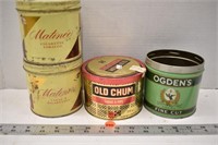 Assorted tobacco tins