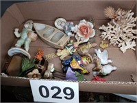 BOX OF WHITE CORAL AND MISC FIGURINES