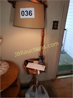 STANDING WOOD TABLE W/ LAMP