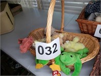 BASKET WITH TY FROG AND MISC