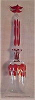 Red Enamel Glass Bell w/ Red Bird on Top