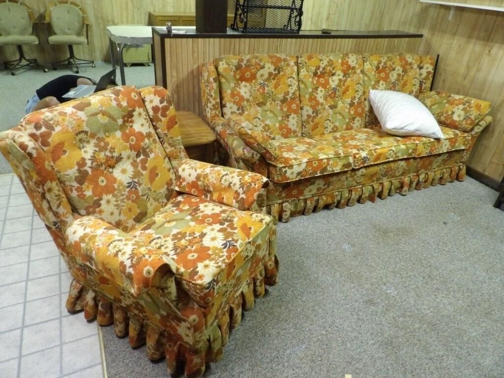 1970s Retro Couch with Matching Chair