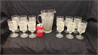 Crystal pitcher and 12 tumblers