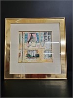 "Neighbors II" Signed Framed Watercolor Painting