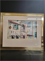 "Neighbors I" Framed Signed Watercolor Painting