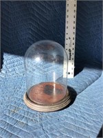 Vintage Glass Dome Display with Wood Base