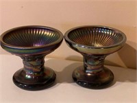 Pair of Carnival Glass Pedestal Bowls