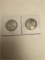 2 - Walking Liberty Halves (1943-D, 1942)