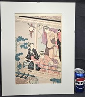 Framed Japanese Woodblock Print by Torii Kiyonaga