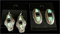 Lot of 2 Marty Monte Sterling and Opal Earrings