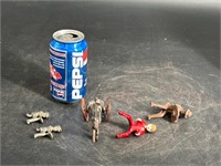 LOT OF CAST IRON TOY PARTS DRIVERS AND HORSE