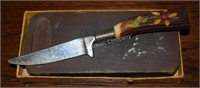 (S3) Stag Handled Knife & Stone - 2.5" Blade