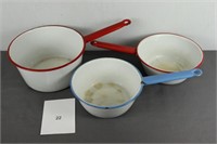 Three Enamelware Pots