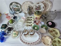 Vintage plates, cups, glassware, porcelain lot