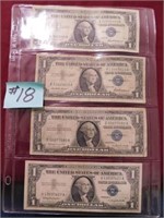 (4) 1957 A&B Ser. $1 Silver Certificates