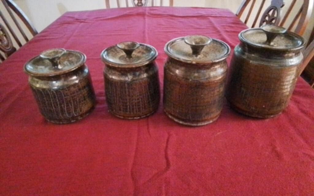 Pottery canister set,  excellent condition