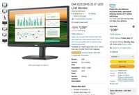 R1256  Dell E2222HS 21.5" LED LCD Monitor