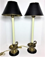 Brass Shell Handled Metal Dresser Lamps