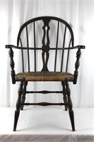 Antique Windsor Rush Seat Arm Chair