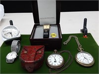 5PC QUARTZ WATCHES & POCKET WATCHES ALARM CLOCK