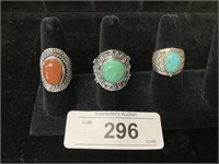 3 Sterling Silver Rings.
