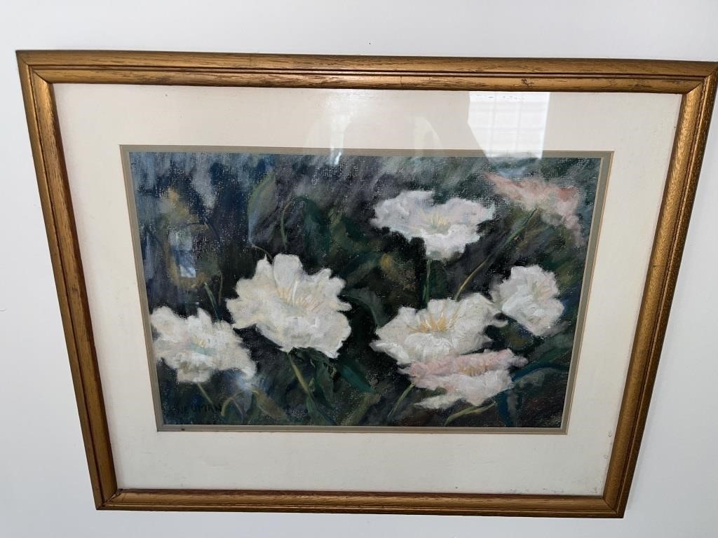 20th C. Neuman Signed Pastel Floral Painting