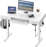 SHW 48 Electric Desk w/ Tray White