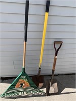 Leaf Rake, Shovel, Short Square Shovel