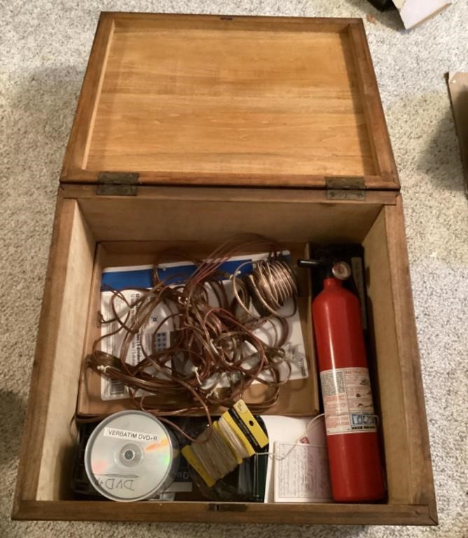 Wood box with contents
