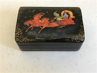 Vintage Hand Painted Petite Russian Trinket Box