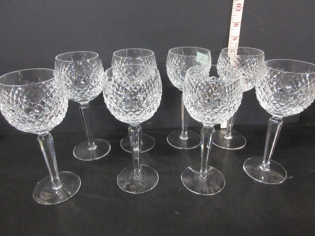 8 SIDNED WATERFORD CRYSTAL WINE GLASSES
