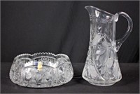 Imperlux Hand Cut Leaded Crystal Bowl & Pitcher