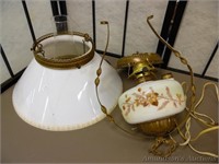 Hanging Electrified Oil Lamp, Cracked Shade