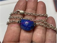 New Sterling silver blue lapis rock 16in necklace