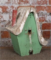 Vintage birdhouse, wooden painted, fair cond, 11