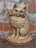 Antique doorstop, Hubley cast iron painted cat,