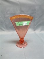 Pink Depression glass vase .