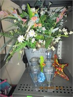Flowers,2 Perfume Bottles(1 no stopper) & 3