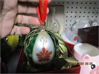 Waterford Green Swirls Ball Ornament