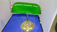 BANKER / LIBRARY DESK LAMP w/Green Glass Shade